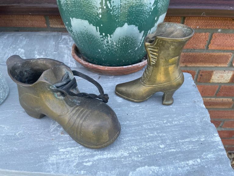 REDUCED HEAVY SOLID BRASS LADIES  AND GENTS BOOTS ORNAMENTS