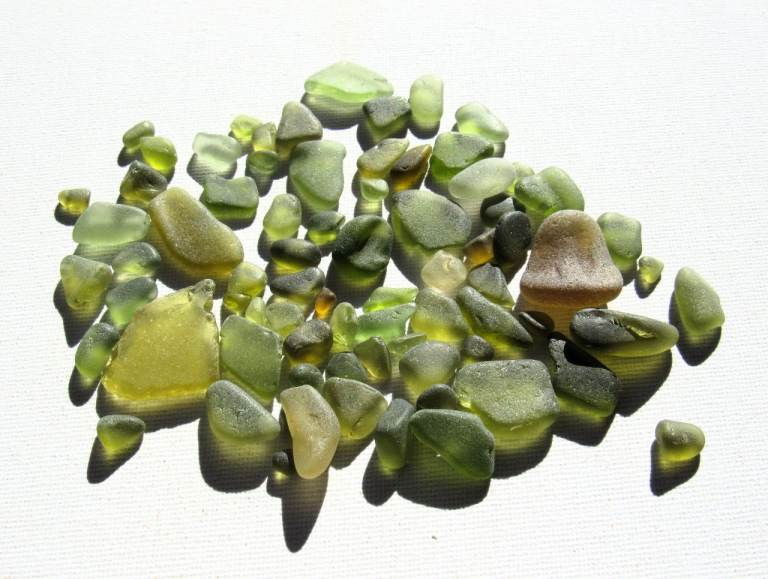 75 Yellow Olive Sea Glass Pieces Genuine Beach Glass Upcycled Beachcomber Gift