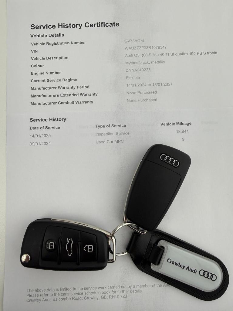 2024 Audi Q3 2.0 TFSI 40 S line SUV 5dr Petrol S Tronic quattro Euro 6 (s/s) (190 ps) ESTATE Petr...
