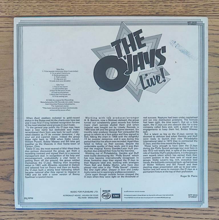 Vinyl Record LP  Chic | Chaka Khan |  O'Jays Live 1974 MFP