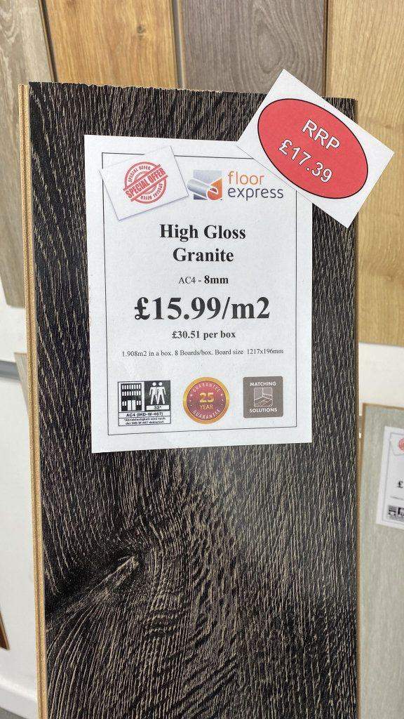 High Gloss Granite 8mm Laminate Flooring Just £27 Per Pack