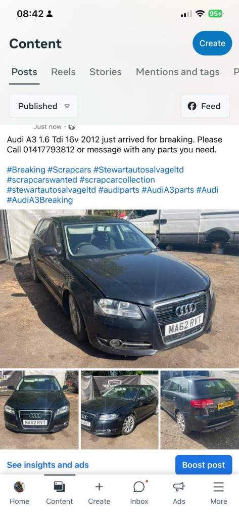 Audi A3 1.6 TDI 16v 2012 For Breaking