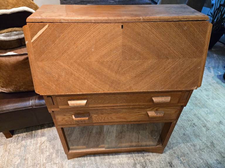 Vintage Wooden Bureau Desk with Drawers – Fair Condition