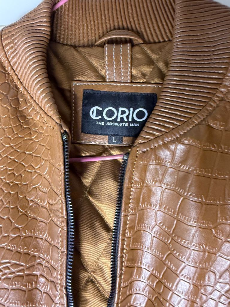 Camel brown leather jacket 