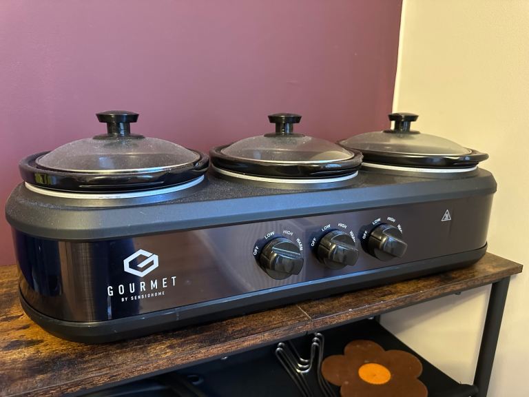 GOURMET Triple Slow Cooker Buffet Server with Spoons