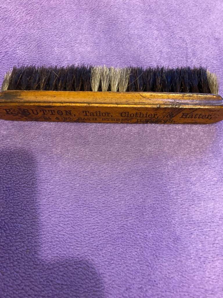 Antique Gentlemans Clothes Brush "E.Sutton, Tailor, Ilkeston, Derbyshire" c late 19th century