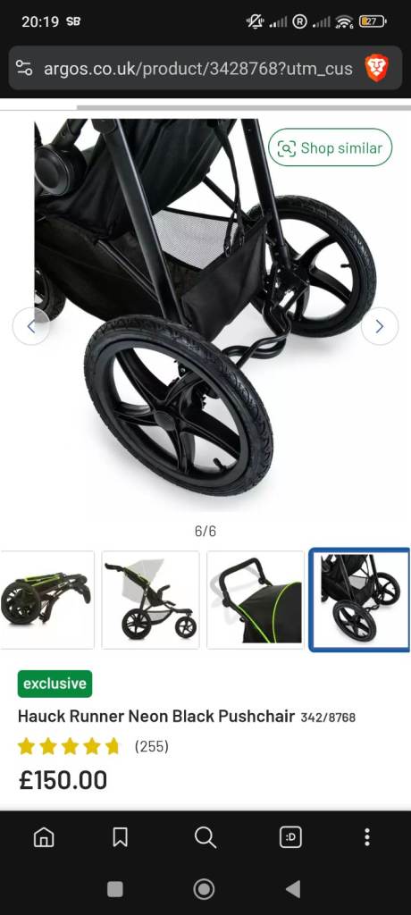 Hauck Runner Neon Black Pushchair – Verry Good Condition