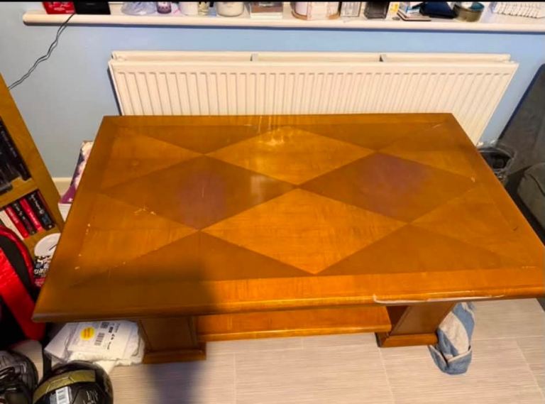 Wooden Coffee Table with Storage Shelf – Fair Condition