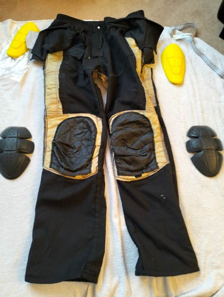 Route One DNM001 Mens Motorcycle Cargo Jeans Armoured Black Kevlar 34" Reg 31" Leg