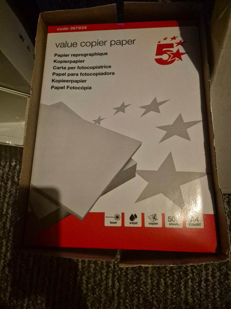 5 Star Value Copier Paper Multifunctional Ream-Wrapped FSC 75gsm A4 White