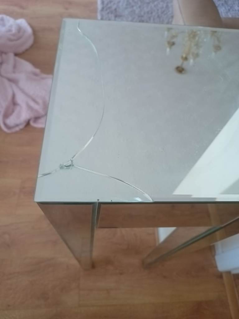 Mirrored Glass Table – Damaged Top