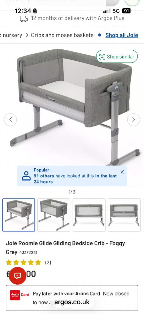 Joie next to me crib 