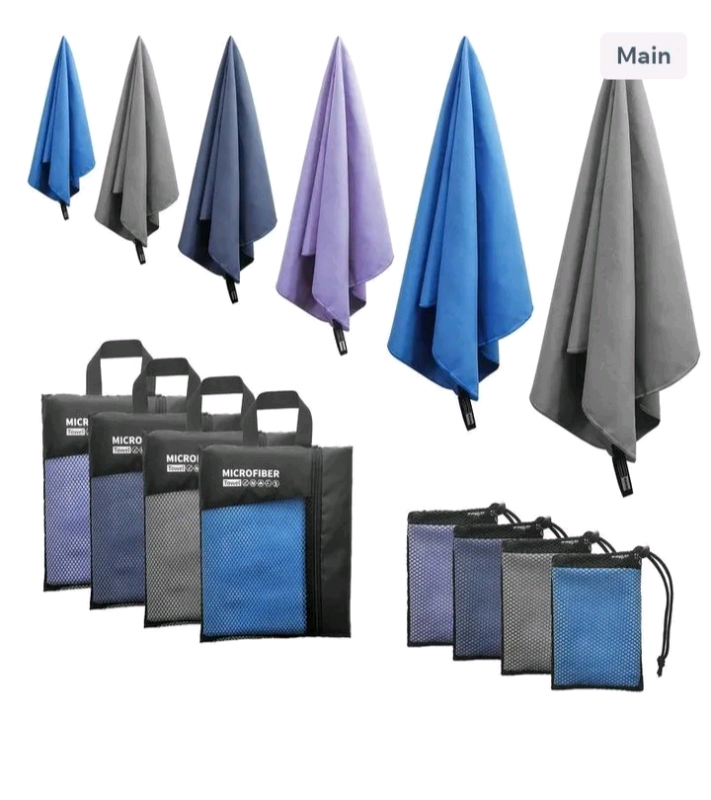 New Microfiber towel+zipbag: grey, navy, blue, purple, XS,S,M,L,XL,XXL