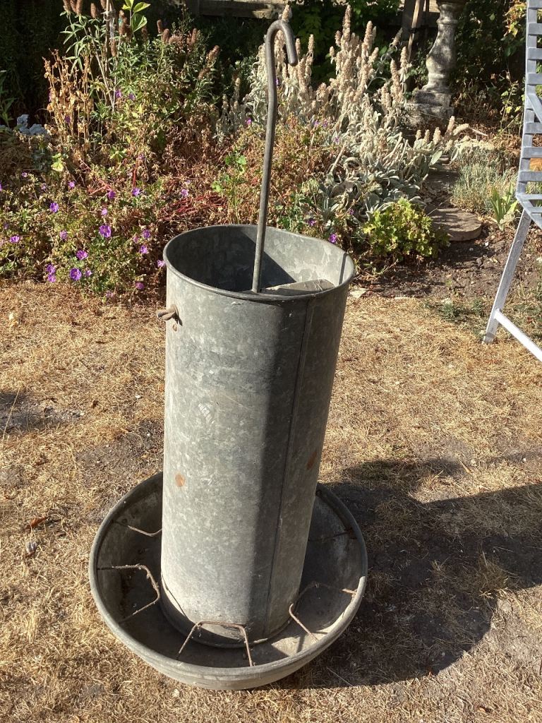 Galvanised poultry feeder