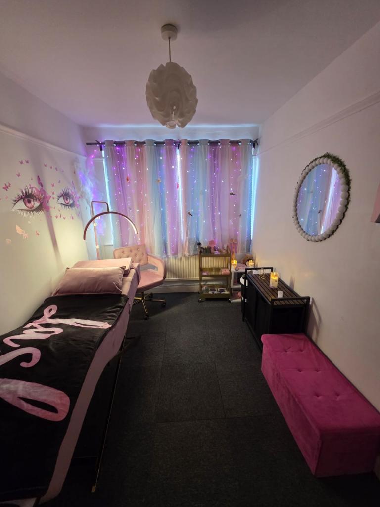 Professional Eyelash Extension Bed, Chair, Ring Light Lamp, and Trolley
