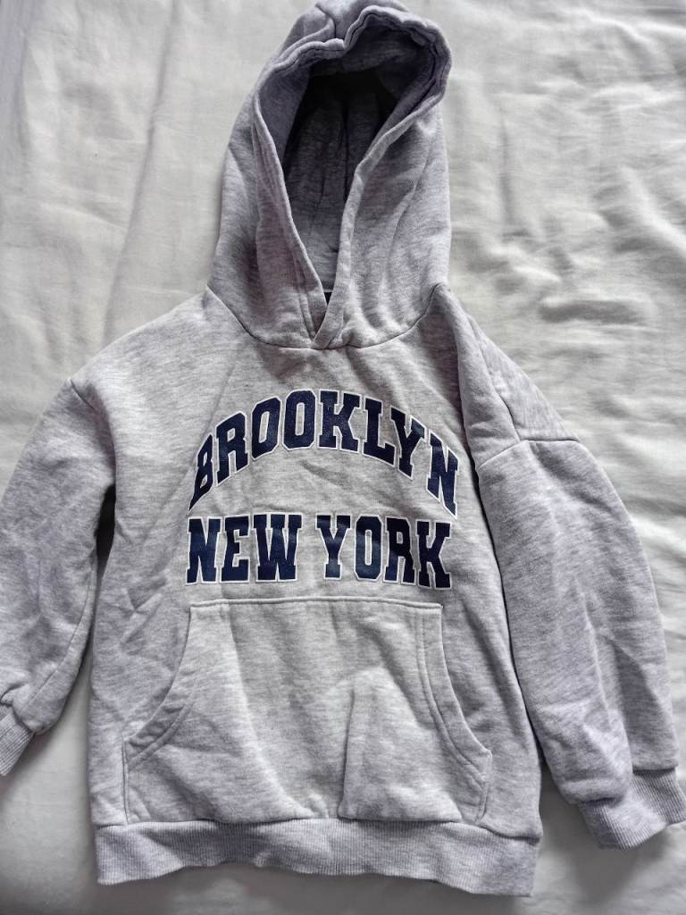 Kids Grey 'Brooklyn New York' Hoodie Age 3-4