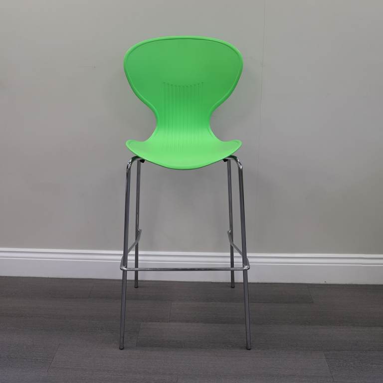 Green Plastic Bistro Chair with Chrome Legs and Foot Bar CH-1422