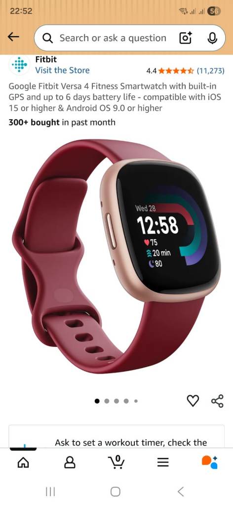 Fitbit Versa 4 Fitness Smartwatch – Red, Built-in GPS