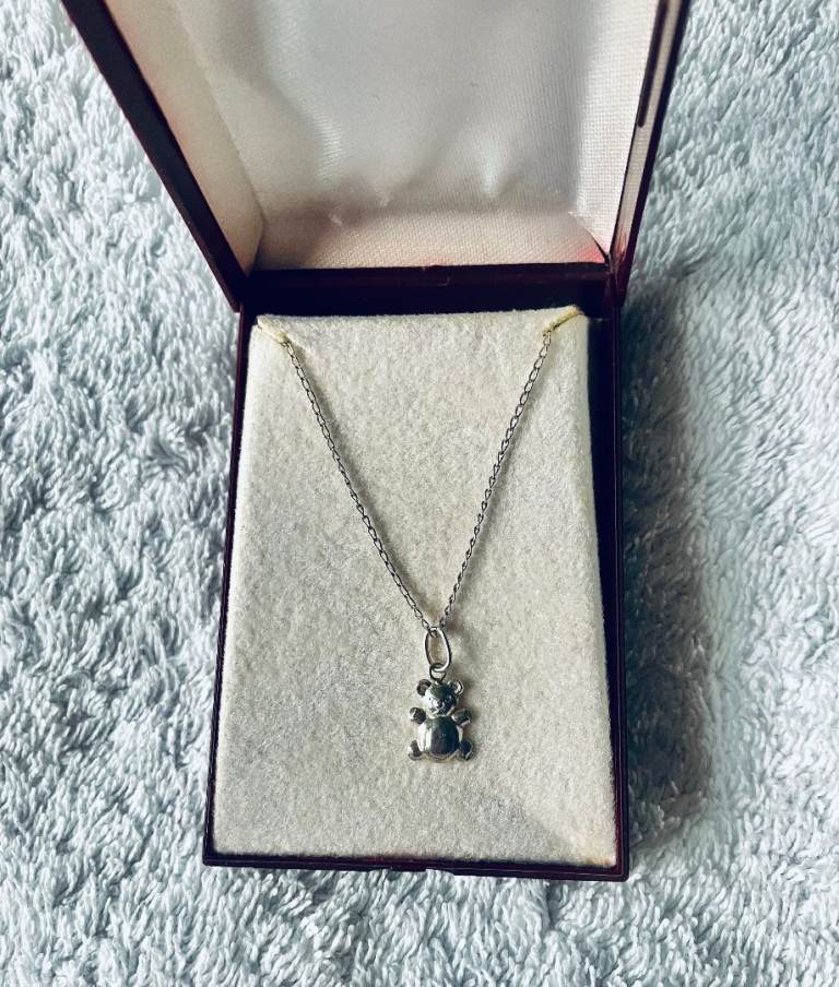 image for Silver teddy bear necklace