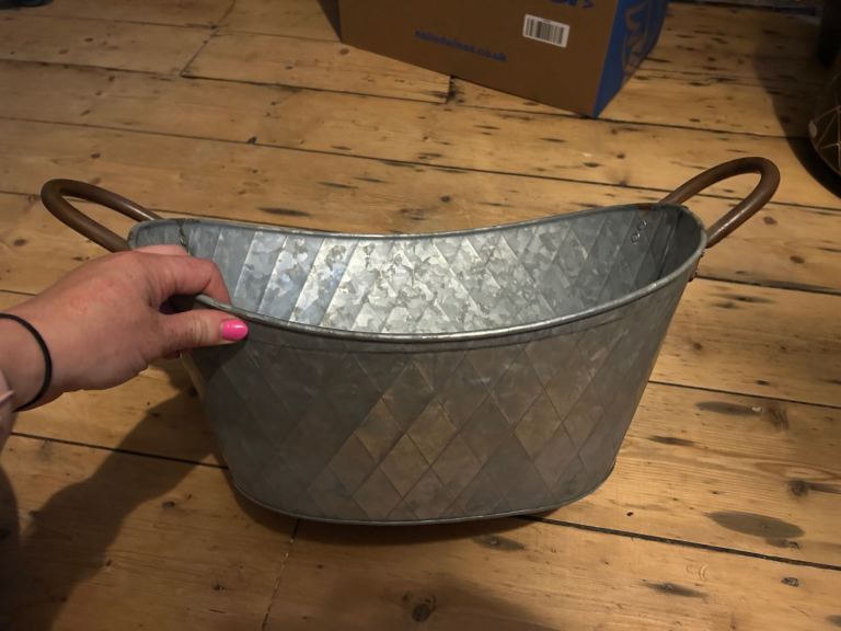 Galvanised Metal Ice Bucket Storage Tub with Handles
