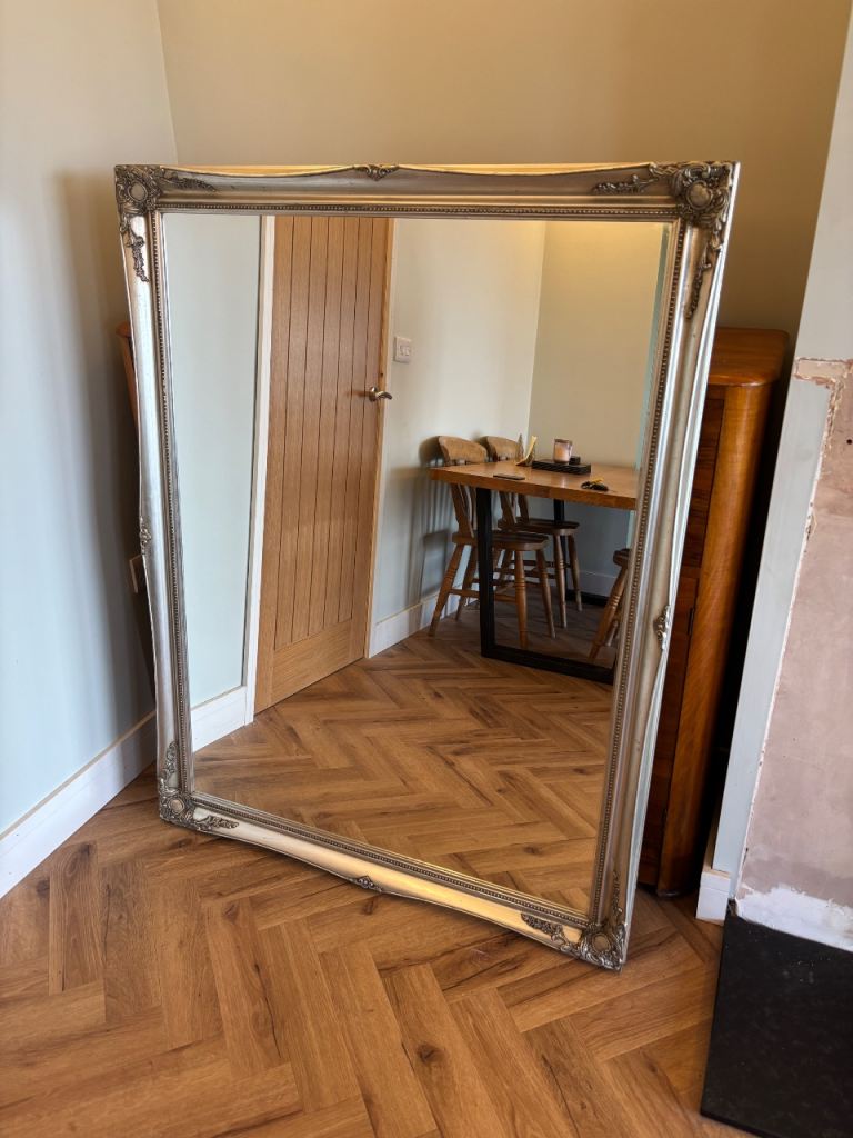 Large vintage style silver mirror