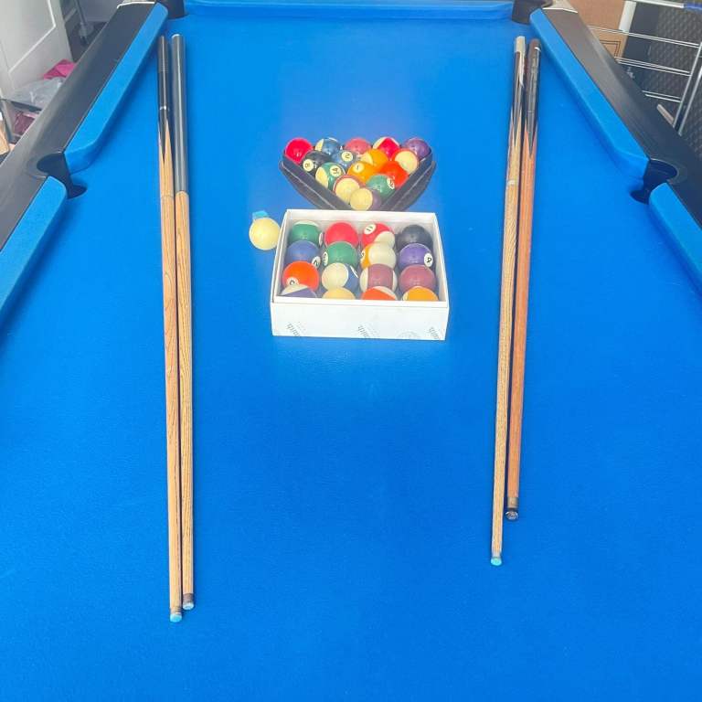 Supreme Blue Pool Table with Lights – Almost New, Full Setup