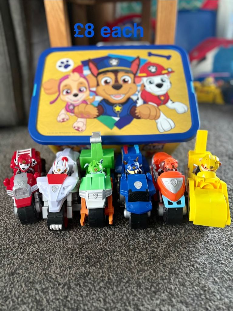 Paw Patrol Toy Vehicles with Storage Box – Good Condition