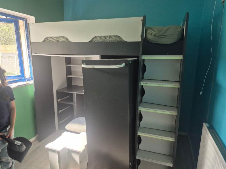 High bed with storage