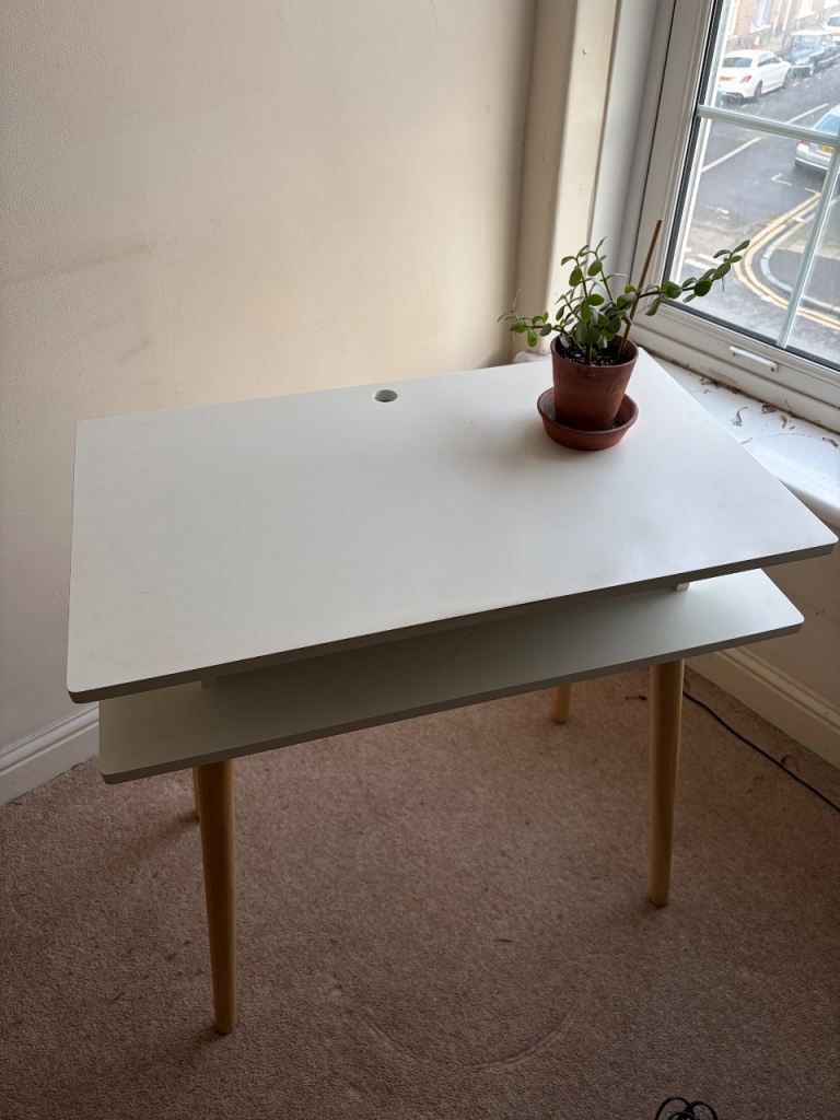 Habitat Cato White Small Desk Console Table with Wooden Legs