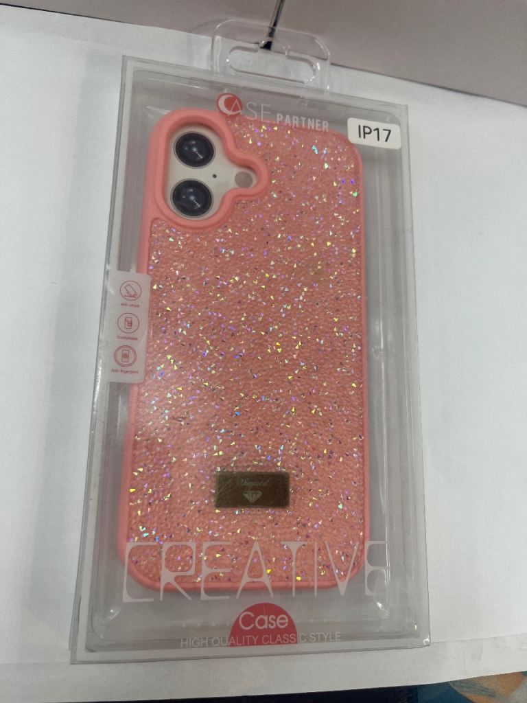 New Case Partner IP17 Pink Glitter Phone Case