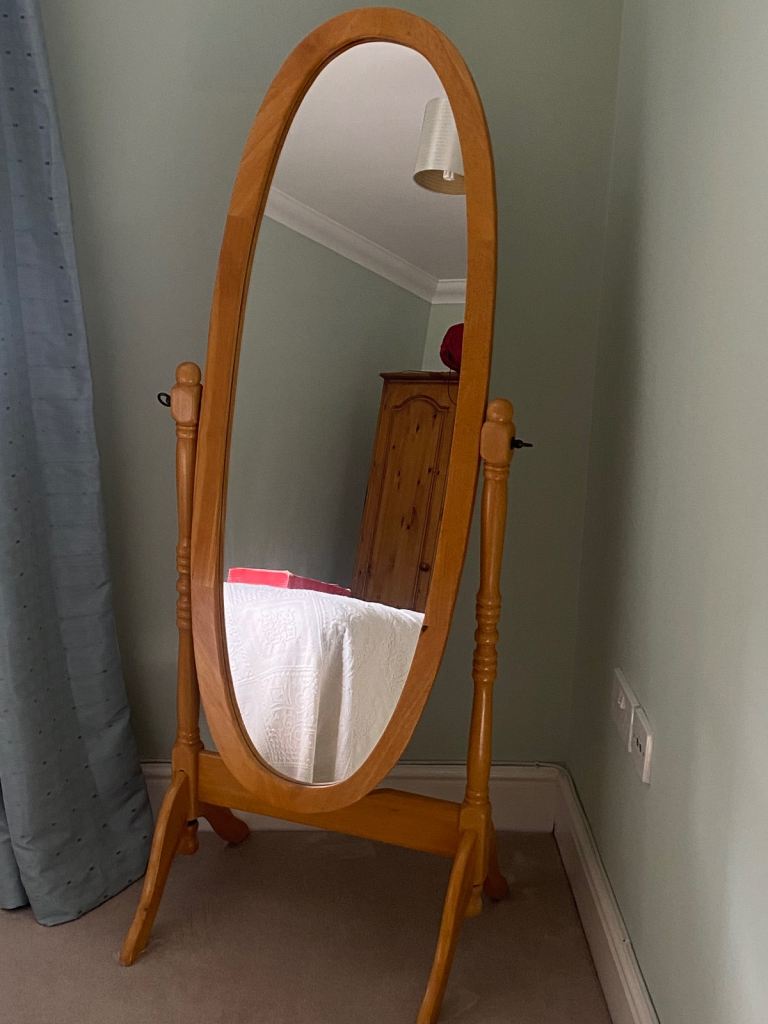 Pine full length mirror freestanding 