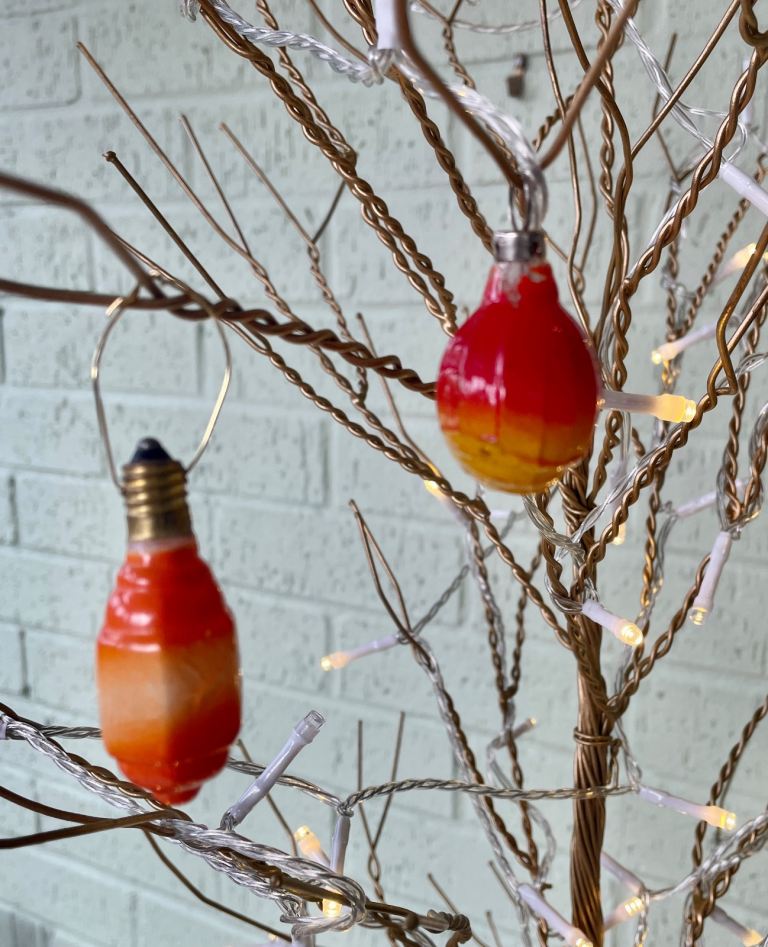 2 Rare Vintage Glass Figural Lanterns Christmas Lights Tree Baubles Decorations 