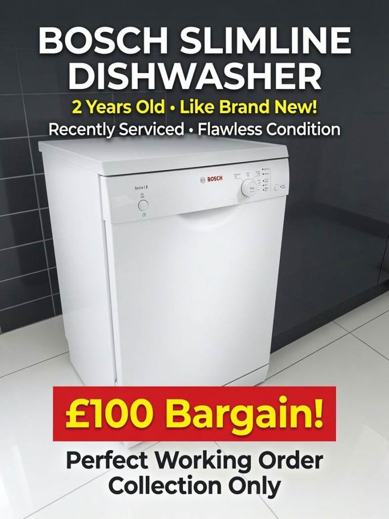 Bosch Slimline Dishwasher – Like Brand New Condition