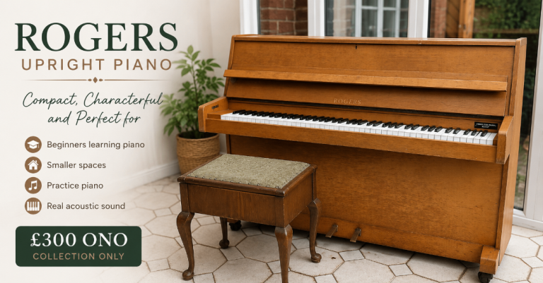 Rogers Upright Piano 🎹 – Compact Acoustic Piano – £300 ONO