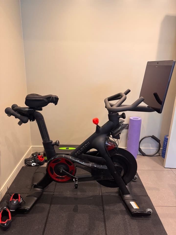 Peloton Bike + excellent condition with 2 pairs shoes for sale