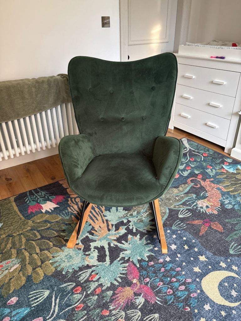 Green velvet rocking chair 