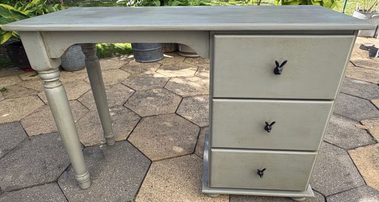 Green / Grey Painted Wooden Computer Table / Desk 