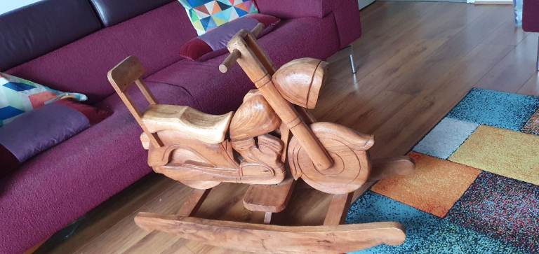 Wooden Motorcycle rocking horse. 