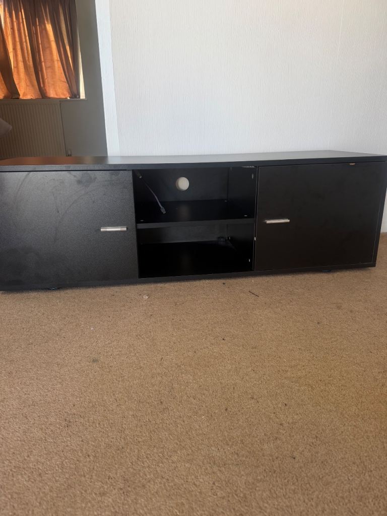 Black TV Unit / Media Console with Storage