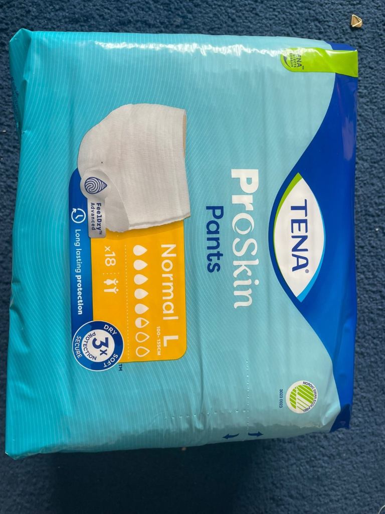 Ten proskin pants size large normal flow 4 packs of 18
