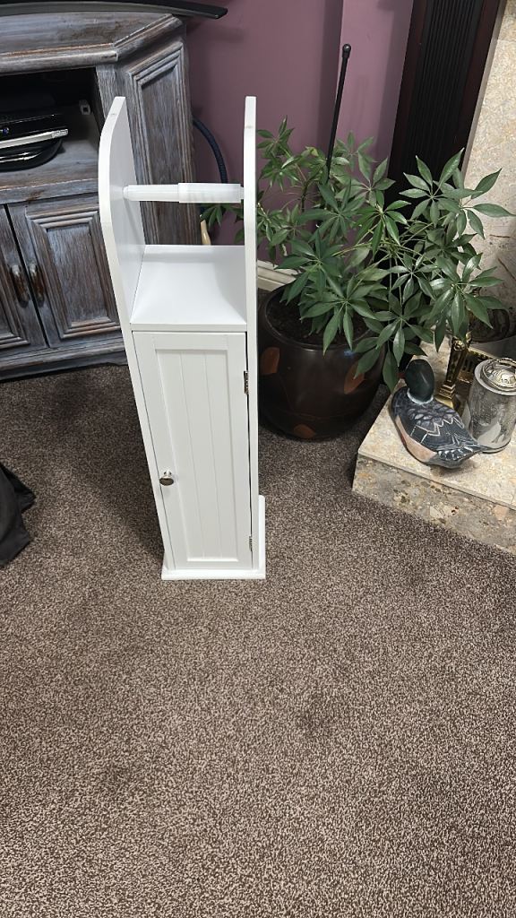 Brand New White Wood Slim Bathroom Cabinet Unit
