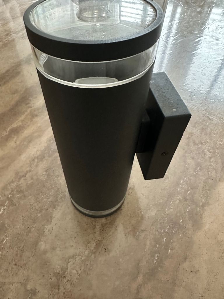 Luceo charcoal up down light with 8w bulbs installed 