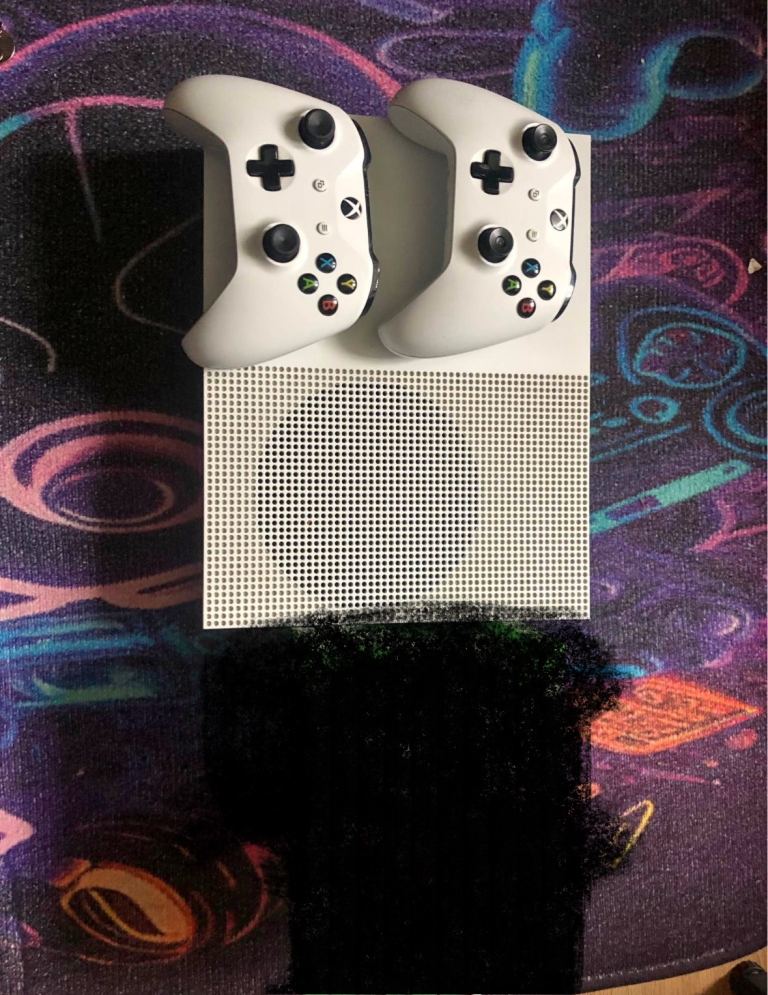 Xbox One Console with Two White Controllers – Good Condition
