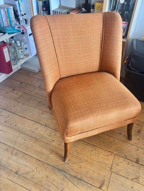 Vintage rust-orange wingback armchairs x 2
