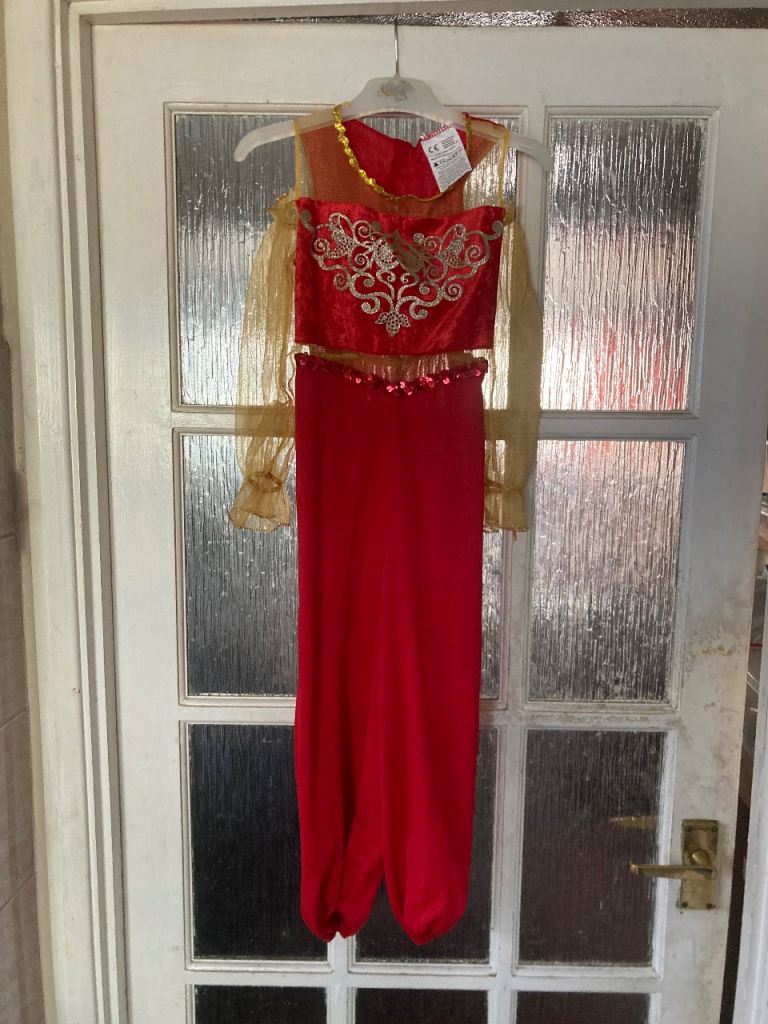 Girls' Red & Gold Princess Fancy Dress Costume - Small Size
