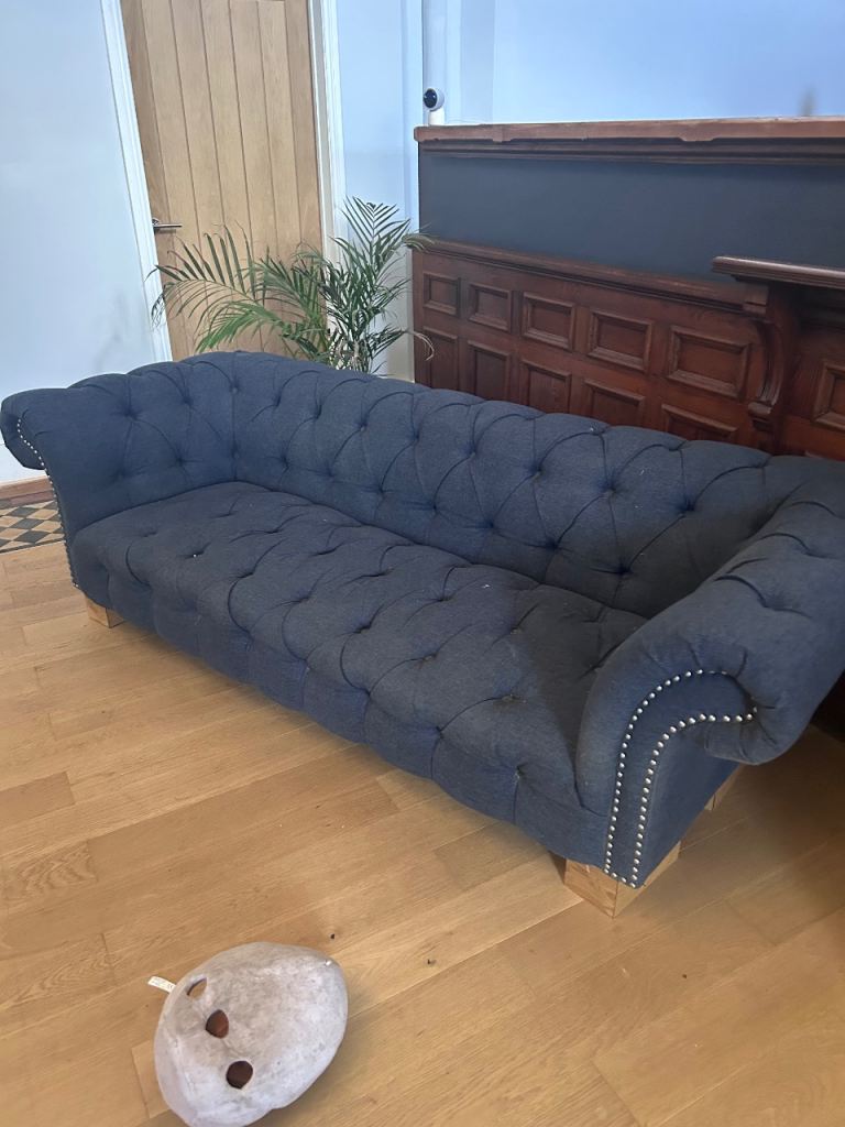 Stylish Blue Fabric Sofa – fair Condition