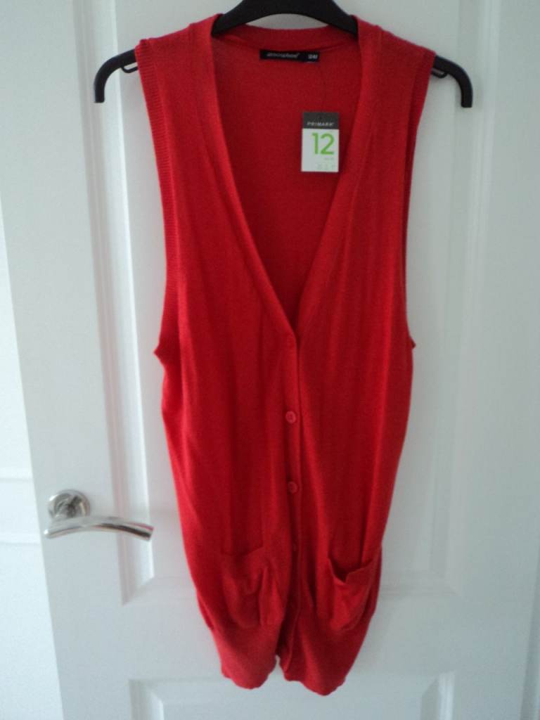 Brand new vibrant red sleeveless cardigan - £2  Jumpers