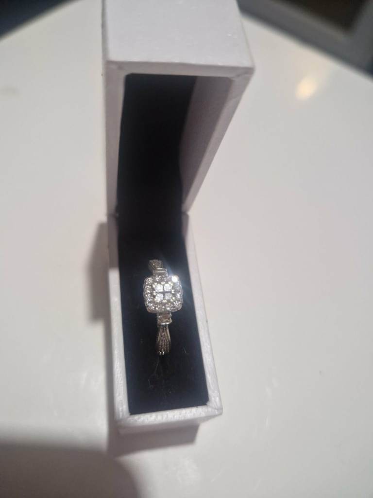 9ct white gold halo engagement ring