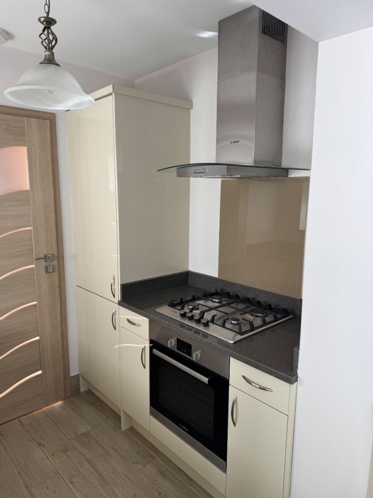 Cream Kitchen Units with Grey Worktop - Used