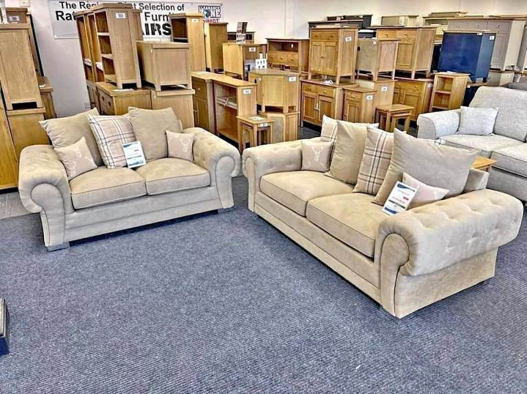 Brand New Beige Fabric Sofa Set – Two-Seater & Three-Seater Available